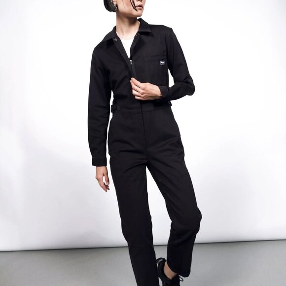 Wildfang The Essential Long Sleeve High Waisted Coverall in Black (L) - Picture 6 of 7